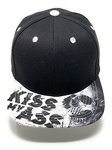 Outfitfabrik Snapback Cap für Herren und Damen, blanko Kappe in schwarz mit geradem Schirm Kiss My Ass in schwarz/weiß (Unisex) von Outfitfabrik