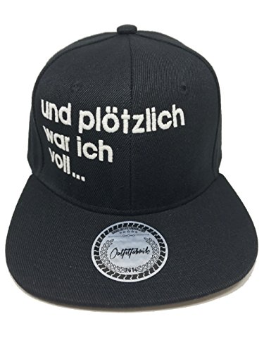 Outfitfabrik ♥ Snapback Cap Stickerei und plötzlich war ich voll... Glow in The Dark (schwarz mit Leuchtschrift) (Junggesellenabschied, 18. Geburtstag, JGA, Provokation, Statement) von Outfitfabrik