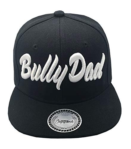 Outfitfabrik &Hearts Snapback Cap Bully Dad in schwarz, mit geradem Schirm und 3D-Stick in weiß (Geschenkidee für Hundebesitzer) für Herren, verstellbar an der Rückseite von Outfitfabrik