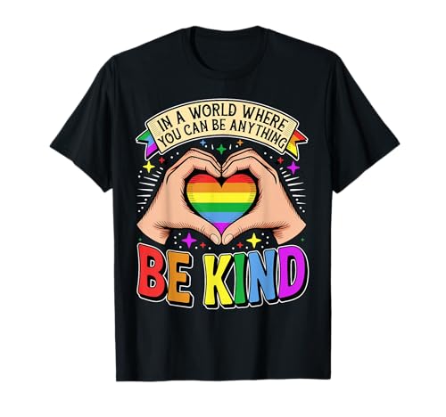 Be Kind Gay Pride LGBT-Q-Unterstützung für LGBT-Q mit süßem Regenbogenherz T-Shirt Be Kind Gay Pride LGBT-Q-Unterstützung für LGBT-Q mit süßem Regenbogenherz T-Shirt von Outfits for LGBT Pride Month.