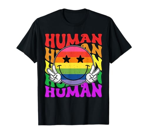 Menschlicher Regenbogen Retro LGBT Peace Gay Lesben Unterstützung Männer Frauen T-Shirt Menschlicher Regenbogen Retro LGBT Peace Gay Lesben Unterstützung Männer Frauen T-Shirt von Outfits for LGBT Pride Month.