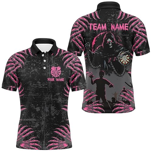 Lustiges Skelett-Klauen-Dart-Trikot für Herren & Damen - Individuelles Grunge Pink und Schwarzes Halloween Shirt Performance Dart Trikot T2697 von Outfitsuche