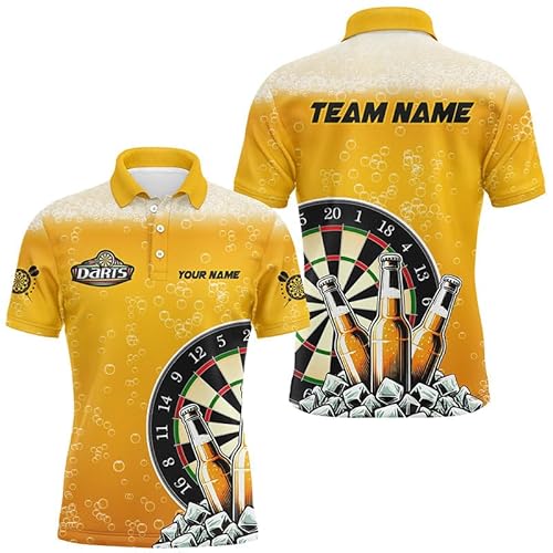 Personalisierte Gelbe Dart-Polos & Viertelreißverschluss-Shirts für Männer & Frauen - Individuelle Trinkspiel-Bekleidung Performance Dart-Trikot T1982 von Outfitsuche