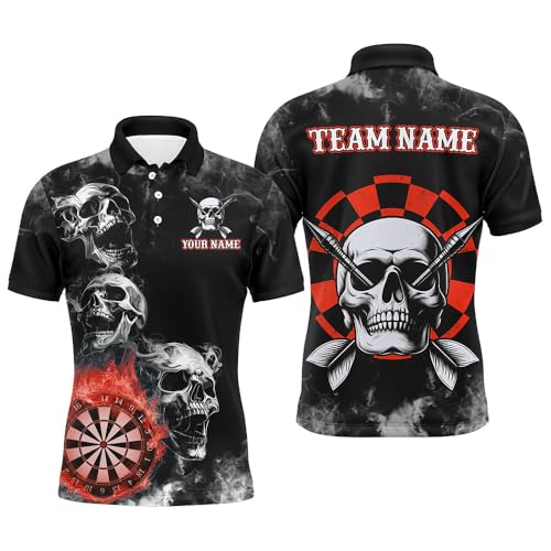 Personalisierte Roten Rauch Totenkopf Dart Shirt für Herren & Damen | Individuelles Flammen Dart Team Trikot Performance Dart Trikot T3134 von Outfitsuche