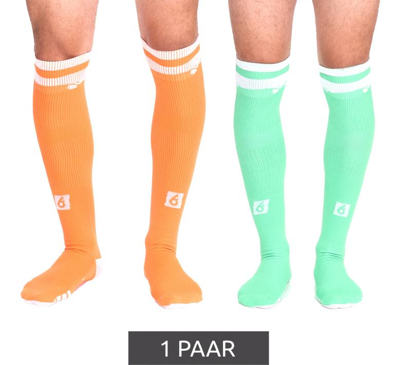 1 Paar Outfitter OCEAN FABRICS Tahi Fußball-Stutzen Knie-Strümpfe für Damen und Herren klassische Sport-Socken OUT-U-3029-OTW in Orange oder Grün von Outfitter