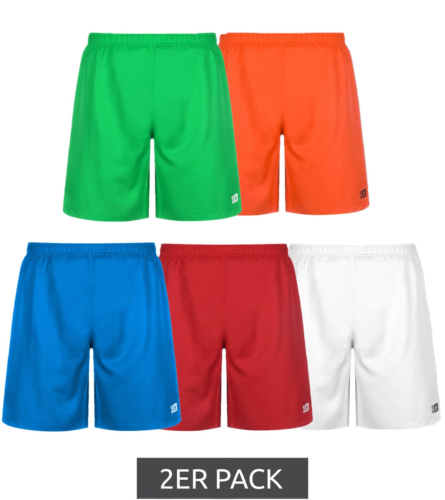 2er Pack Outfitter OCEAN FABRICS Trainings-Shorts für Herren nachhaltige Sport-Hose Tahi Match OUT-M-1032-OTW in Weiß, Rot, Blau, Orange oder Grün von Outfitter