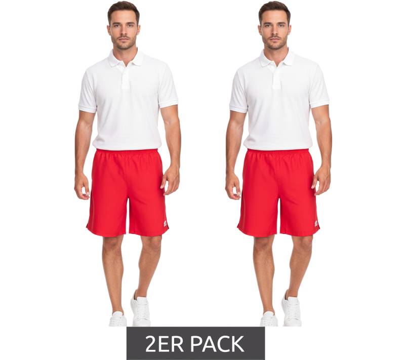 2er Sparpack Outfitter OCEAN FABRICS Trainings-Shorts für Herren nachhaltige Sport-Hose Tahi Match OUT-M-1032-OTW Rot von Outfitter