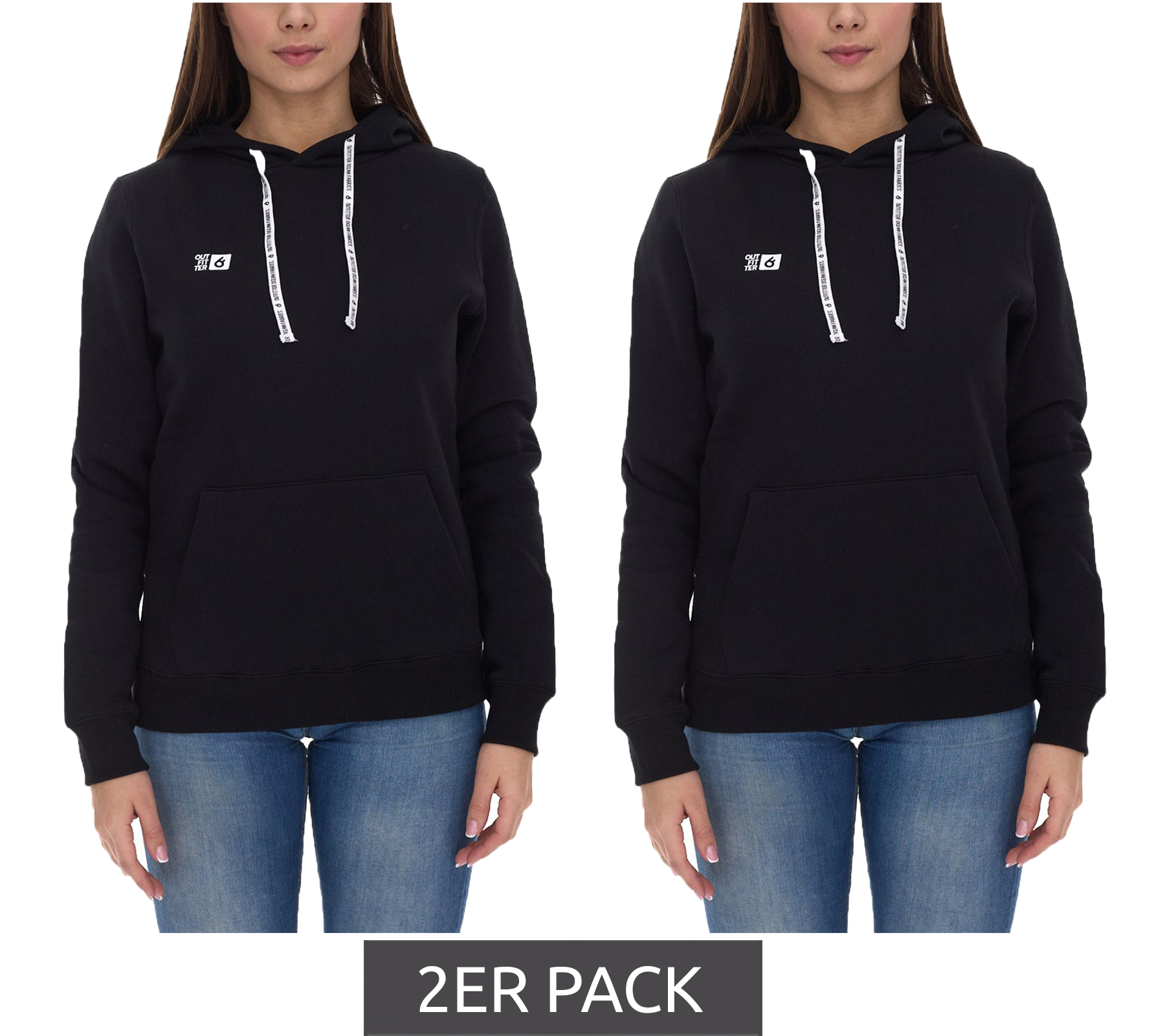 2er Sparpack Outfitter Ocean Fabrics Thai Damen Hoodie nachhaltiger Kapuzen-Pullover im Basic-Style OUT-W-1003-OTW-03 Schwarz 2er Sparpack Outfitter Ocean Fabrics Thai Damen Hoodie nachhaltiger Kapuzen-Pullover im Basic-Style OUT-W-1003-OTW-03 Schwarz von Outfitter