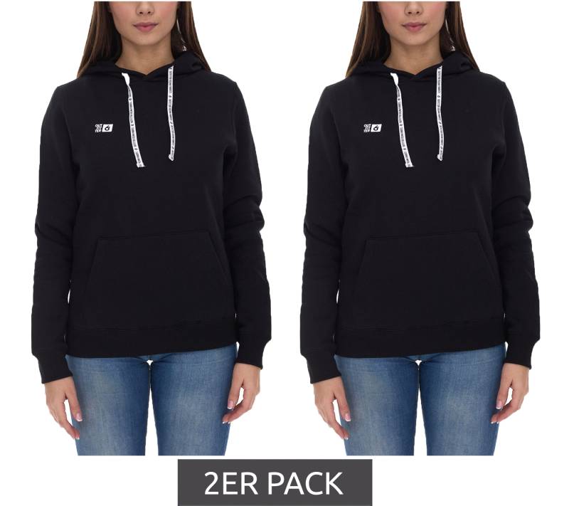 2er Sparpack Outfitter Ocean Fabrics Thai Damen Hoodie nachhaltiger Kapuzen-Pullover im Basic-Style OUT-W-1003-OTW-03 Schwarz von Outfitter