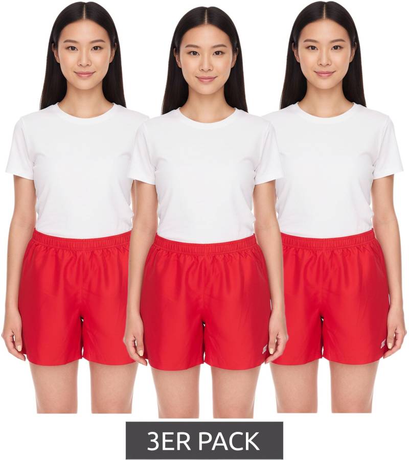 3er Pack Outfitter OCEAN FABRICS Trainings-Shorts für Damen nachhaltige Sport-Hose Tahi Match Sparpack OUT-W-1032-OTW Rot von Outfitter