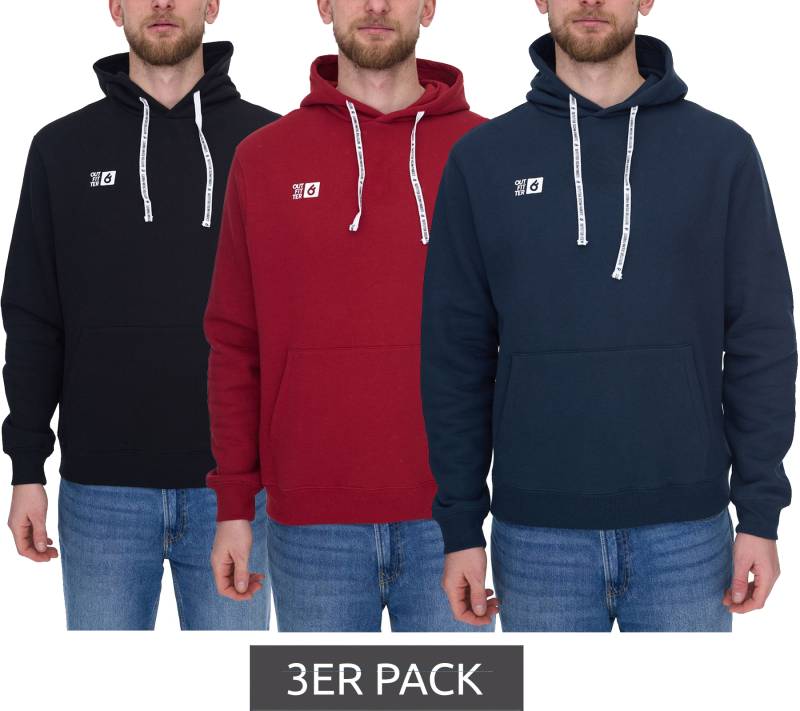 3er Pack Outfitter Ocean Fabrics Thai Herren Hoodie nachhaltiger Kapuzen-Pullover im Basic-Style OUT-M-1003-OTW Schwarz, Rot oder Dunkelblau von Outfitter