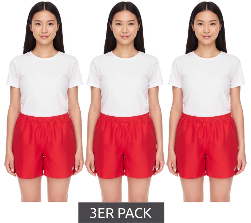 3er Sparpack Outfitter OCEAN FABRICS Trainings-Shorts für Damen nachhaltige Sport-Hose Tahi Match OUT-W-1032-OTW Rot von Outfitter