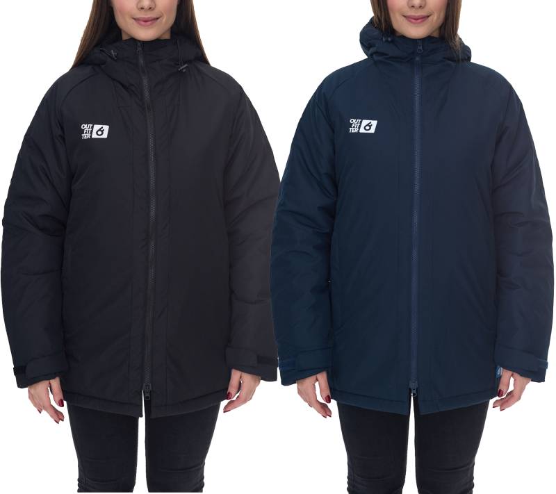 Outfitter OCEAN FABRICS TAHI Damen nachhaltige Winter-Jacke mit verstellbarer Kapuze Herbst-Jacke OUT-W-1035-OTW in Dunkelblau oder Schwarz von Outfitter