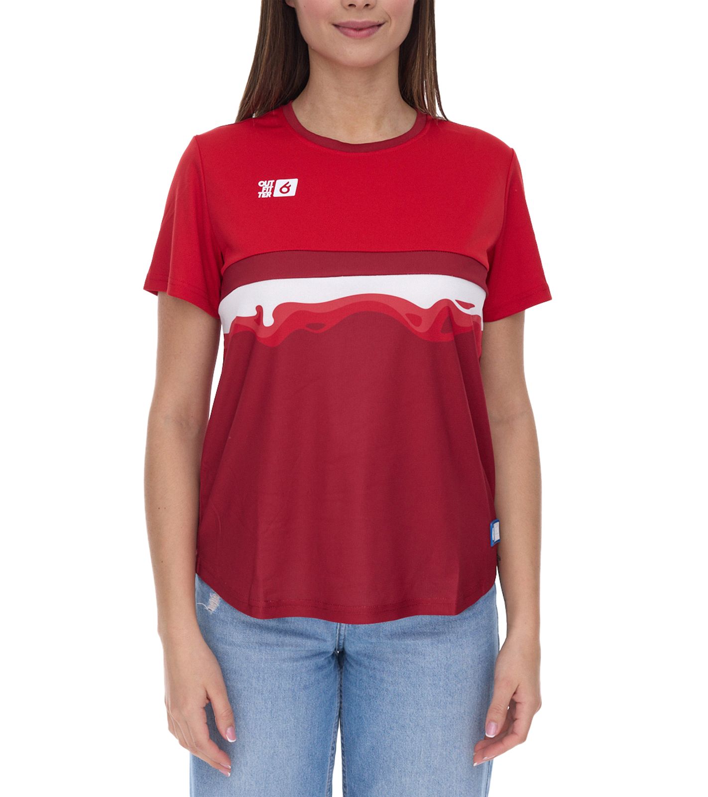Outfitter OCEAN FABRICS TAHI Damen nachhaltiges Training-Shirt mit Mesh-Einsätzen Fitness-Shirt Kurzarm-Shirt OUT-W-1021-OTW-34 Rot von Outfitter