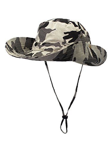 WANYING Damen Herren Outdoor Sonnenschutz Bucket Hut Fischerhut Baumwolle Two Way to Wear für Kopfumfang 55-62 cm Khaki Camouflage von WANYING