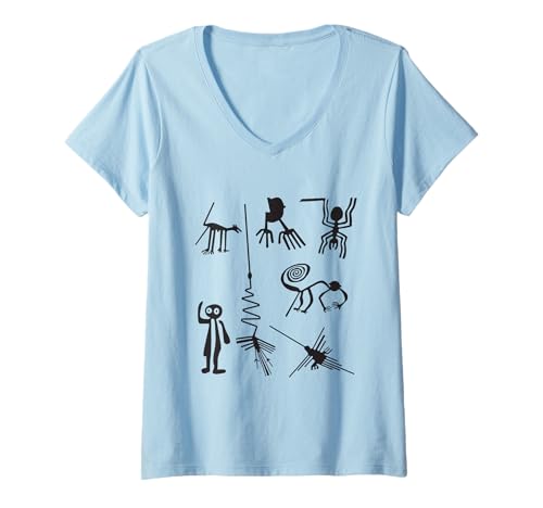 Damen Nazca Lines Ancient UFO Aliens Extraterrestrische Kunst T-Shirt T-Shirt mit V-Ausschnitt Damen Nazca Lines Ancient UFO Aliens Extraterrestrische Kunst T-Shirt T-Shirt mit V-Ausschnitt von Outlet T-shirt