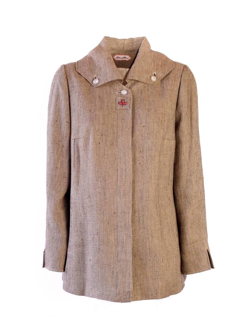 Unikat Jacke Beige/ Anthrazit, Leinen Kba/ Wolle Kbt, Futter Biobaumwolle Kba in Gr. 38 von OutletLotusblau