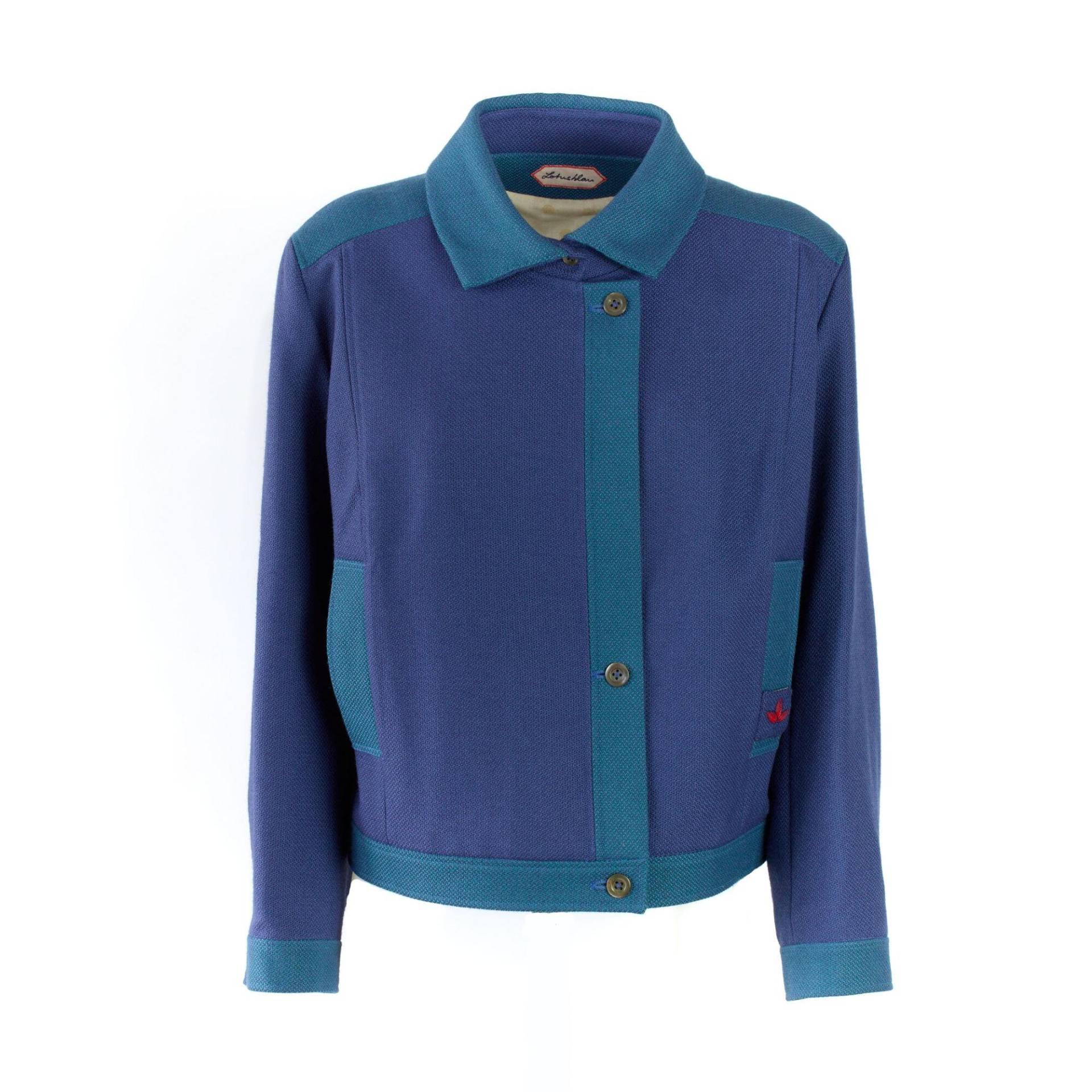 Unikat Kurze Wolljacke, Blau-Petrol Mit Bio-Baumwollsatin Gefüttert. Gr.m von OutletLotusblau
