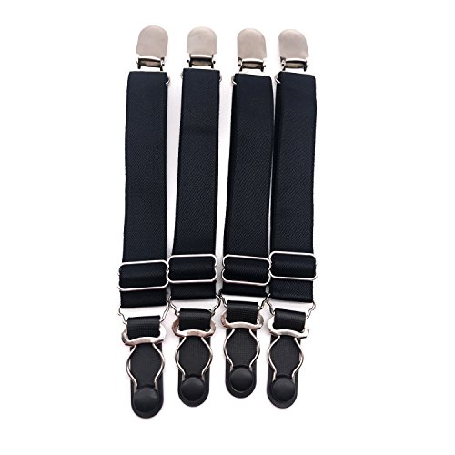 Outman Damen 4 stück multifuction verstellbaren, elastischen Strumpf Clip Strumpfband Straps einheitsgröße 4 stück schwarz mit Kunststoff-Schnalle von Outman