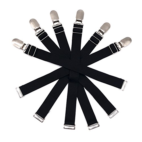 Outman Damen 6 Stück Einstellbare elastische Strumpfgürtel Korsett-Körper-Former Garter Clips Einheitsgröße Schwarz mit Metallschnalle von Outman