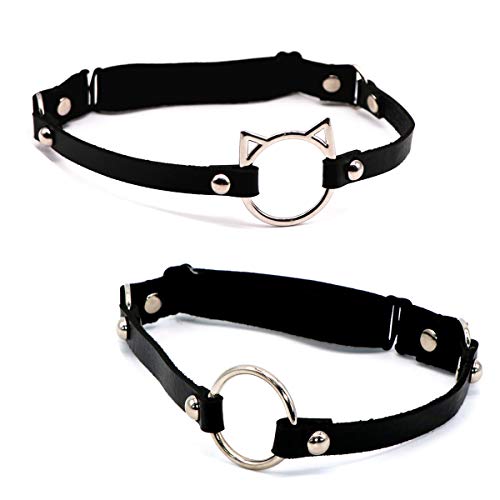Verstellbares elastisches 2-reihiges Leder-Beingeschirr Strumpfband Gürtel Punk Gothic Oberschenkelring Strumpfband, Einheitsgröße von Outman