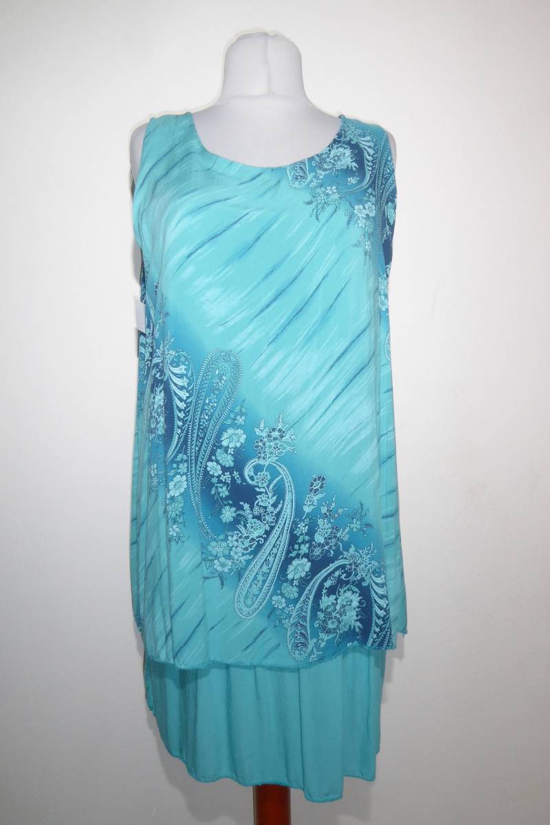 Hängerkleid in Türkisgrün-Blau Mit Paisley Muster, Sommerkleid Viskose von OutofIndiaDesigns