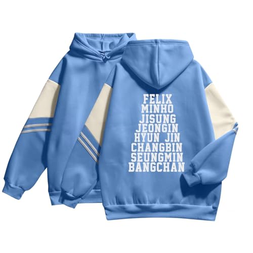 OUTOFGAS Stray Kids Hoodie Pullover Felix Hyujin Jisung Woojin Sweatshirt for Stray Kids Kpop Merch Blue-d Medium von Outofgas