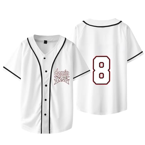 OutofGas Kpop Stray Kids Domin ATE World Tour 8 Baseballtrikot Bangchan LeeKnow Hyunjin Felix Unisex Mode Kurzarm, Weiss/opulenter Garten, XXL von Outofgas