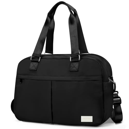 Outplea 35L Expanderbarer Reisetasche Leichte, Handgepäck Tasche Cabin Bag, Reiseduffel Damen viele Taschen, Schwarz von Outplea