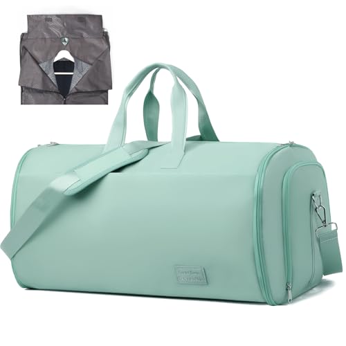 Outplea 47L Groß Sporttasche mit Schuhfach Herren Damen, Weekender Reise Tasche mit Mehrere Taschen, tragbar 2 in 1 Kleidersack Übernachtungstasche für Sport Training, Grün von Outplea