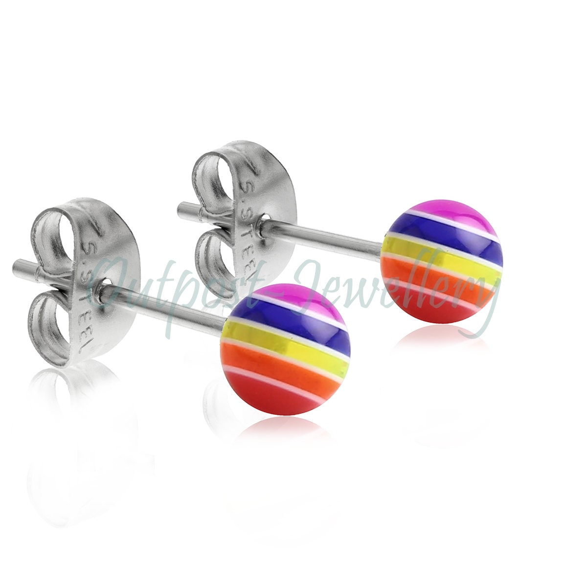 5mm Planet Kugel Helle Farbe Geschichtete Ohrstecker Regenbogen Ohrringe Für Männer Junge Mädchen Kind von OutpostJewellery