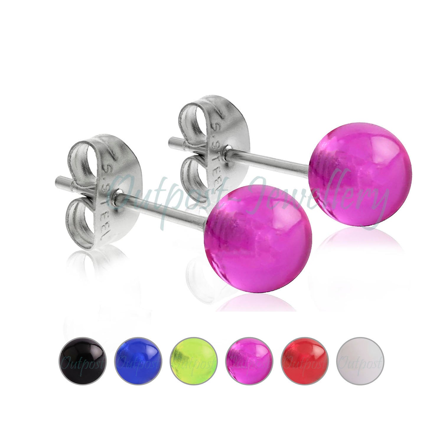 Paar 6mm Runde Kugel Ohrstecker Farbe Geschenk Für Mädchen Jungen Kinder Männer Chirurgenstahl Beiträge Mit Festen Kugeln von OutpostJewellery