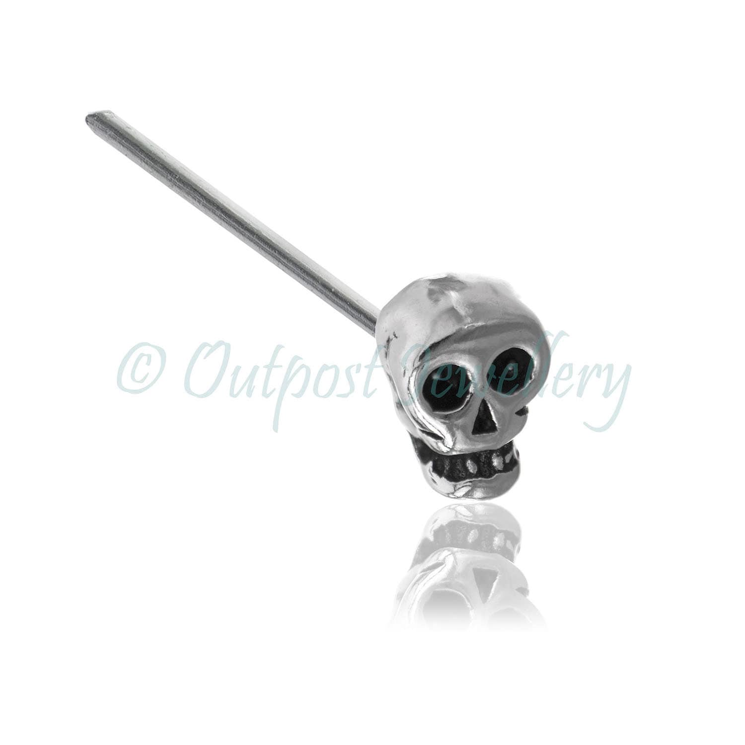 Schädel Nase Ohrstecker 0.6mm | 22G Winzig 925 Sterling Silber Gerader Ring Für Männer Boy Goth - Selbst Biegbar in Form | Sehr Dünn von OutpostJewellery