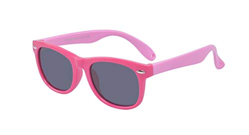 ALWAYSUV Rubber Flexible Kleinkind Polarisierte Sonnenbrille für Jungen Mädchen Baby Kleinkind Infant Alter 0-2 Jahre Rose Red & Pink von Outray