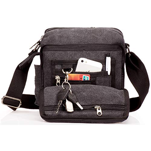 Outreo Canvas Umhängetasche Herren Schultertasche Kleine Herrentaschen Vintage Messenger Bag Taschen für Schule Kuriertasche Tablet Segeltuchtaschen Reisetasche Sport Werkzeug Taschen Sporttasche von Outreo