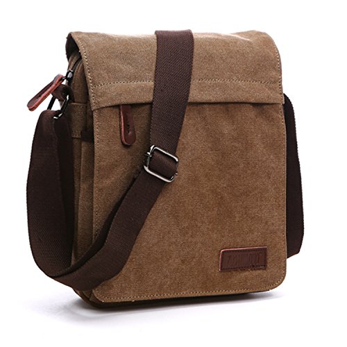 Outreo Schultertasche Vintage Umhängetasche Herren Messenger Taschen Canvas Kuriertasche für Tablet Retro Reisetasche Schule Aktentasche von Outreo