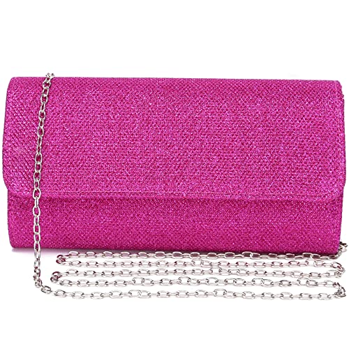 Outrip Damen Abendtasche Clutch Geldbörse Glitzer Party Hochzeit Handtasche mit Kette - rosa - Small von Outrip