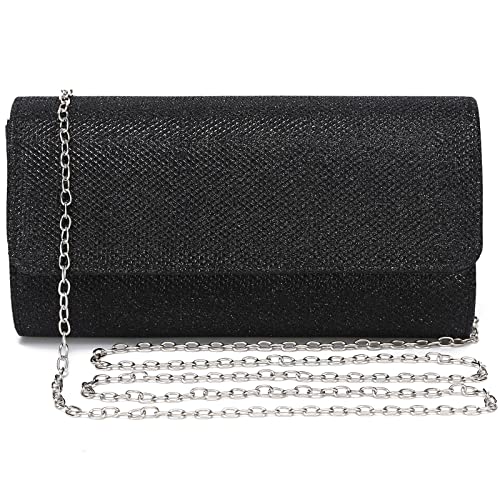 Outrip Damen Abendtasche Clutch börse Glitzer Party Hochzeit Handtasche mit Kette - schwarz - Small von Outrip