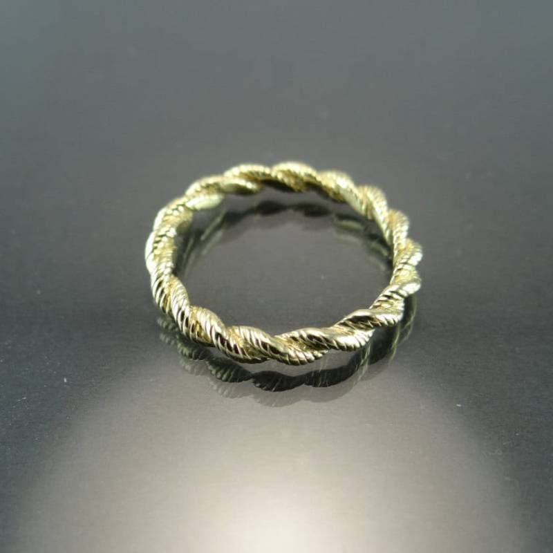14K Gelbgold Seilkette Design Stapelring - 3mm Band - Gedrehte Eheringe - Stapelringe von OutshineDesigns