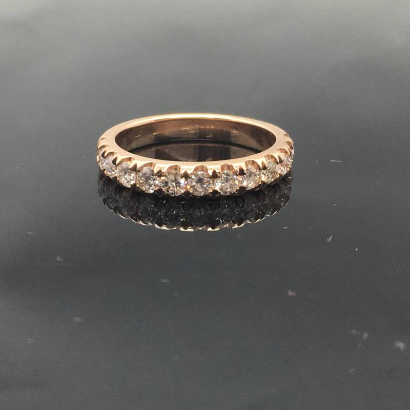 14K Rosegold Diamant Ehering - Halbe Eternity Jubiläumsring 3mm Band Runder von OutshineDesigns