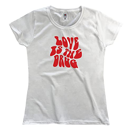 Outsider. Damen Love is The Drug T-Shirt - White - Large von Outsider.