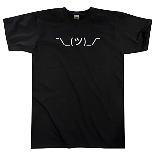 Outsider. Herren Unisex Shrugging Emoticon T-Shirt - Black - Large von Outsider.