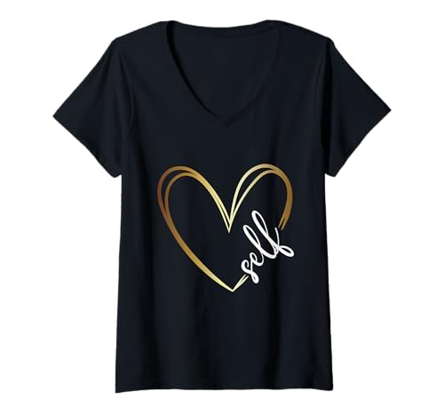 Damen Selbstliebe Herz T-Shirt mit V-Ausschnitt von Outstading Gifts for Melanin
