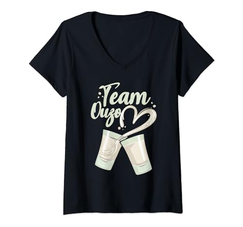 Damen Party Spruch Griechenland Team Ouzo T-Shirt mit V-Ausschnitt Damen Party Spruch Griechenland Team Ouzo T-Shirt mit V-Ausschnitt von Ouzo T-Shirt