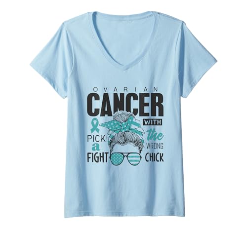 Damen Monat zur Aufklärung über Eierstockkrebs: Überlebende von Eierstockkrebs T-Shirt mit V-Ausschnitt Damen Monat zur Aufklärung über Eierstockkrebs: Überlebende von Eierstockkrebs T-Shirt mit V-Ausschnitt von Ovarian Cancer Warrior Pick a Wrong Girl gifts