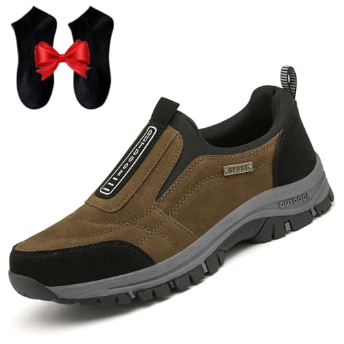 Hatme Orthopädische Wanderschuhe, Hatme Schuhe, Orthopädische Schuhe Herren, Breathable Casual Non Slip Shoes with Socke (Braunschwarz, Erwachsene, 43, Numerisch, EU Schuhgrößensystem, M) von Oveallgo