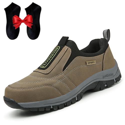 Hatme Orthopädische Wanderschuhe, Hatme Schuhe, Orthopädische Schuhe Herren, Breathable Casual Non Slip Shoes with Socke (Khaki, Erwachsene, 43, Numerisch, EU Schuhgrößensystem, M) von Oveallgo