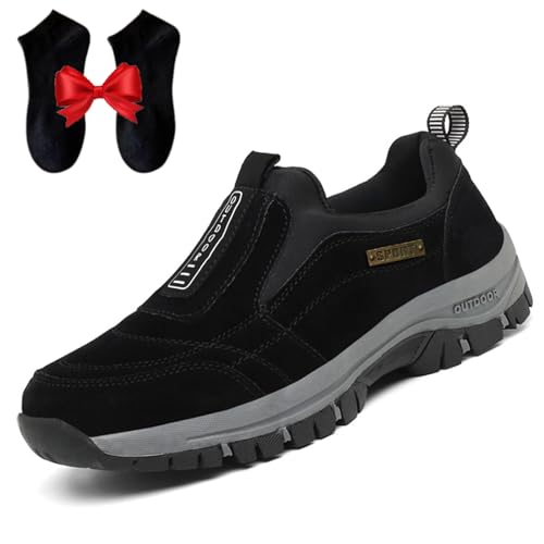 Hatme Orthopädische Wanderschuhe, Hatme Schuhe, Orthopädische Schuhe Herren, Breathable Casual Non Slip Shoes with Socke (Schwarz, Erwachsene, 43, Numerisch, EU Schuhgrößensystem, M) von Oveallgo