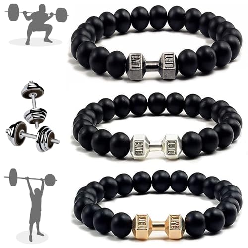 Oveallgo 3 Stück Hantel-Armband, Hantelarmband, Gym-Armband, Gym-Schäkel-Hantel-Armband, Gewichtsarmband Für Männer, Dumbbell Bracelet (Paket-3) von Oveallgo