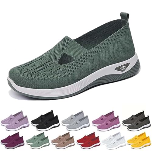 Oveallgo Annelie Sommerschuh Damen, 2005 Bequeme Slip On Lightweight Breathable Orthopädische Mesh Schuhe Walkingschuhe Sneaker (Grün, Erwachsene, Damen, 38, Numerisch, EU Schuhgrößensystem, M) von Oveallgo